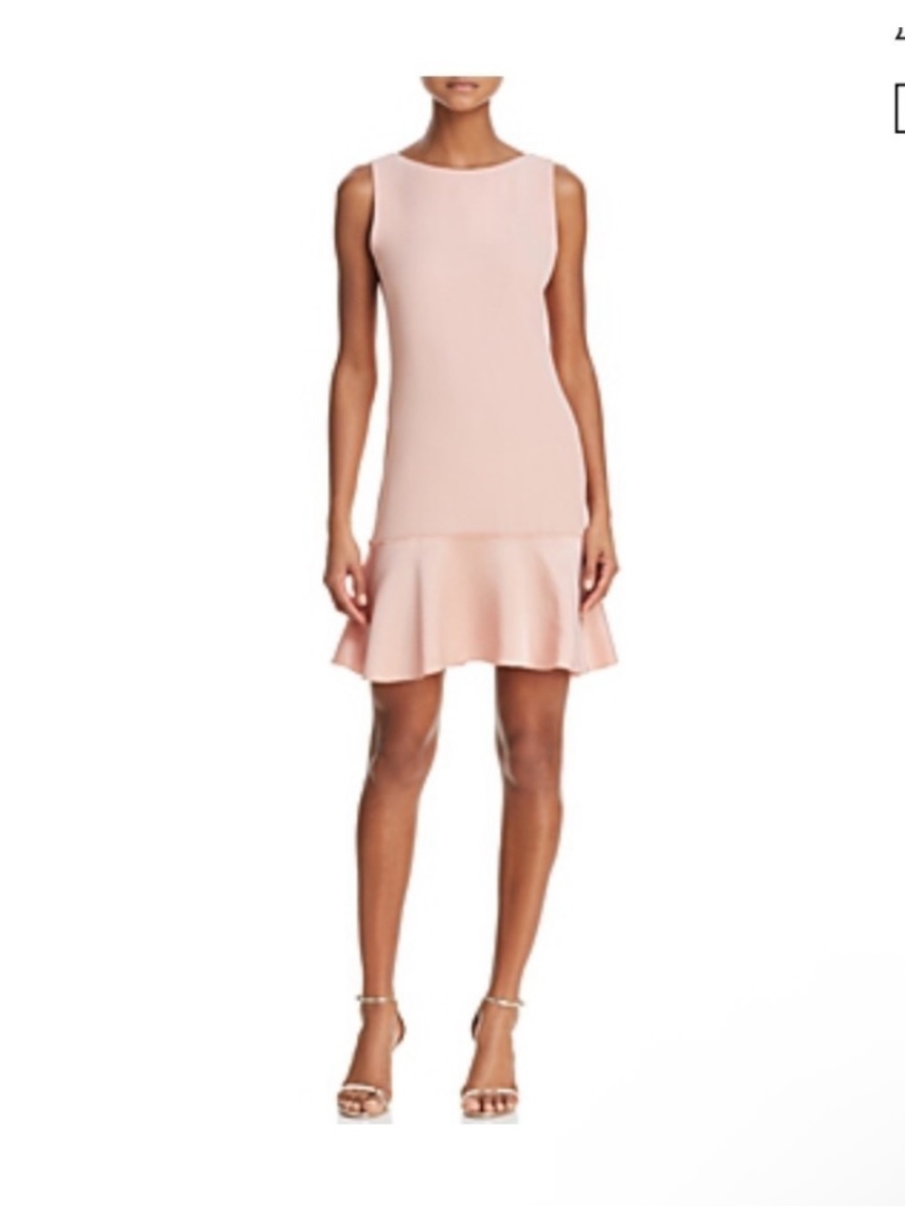 Theory Sleeveless V-Neck Drop-Waist Ruffle Hem Dress in Blush Pink
